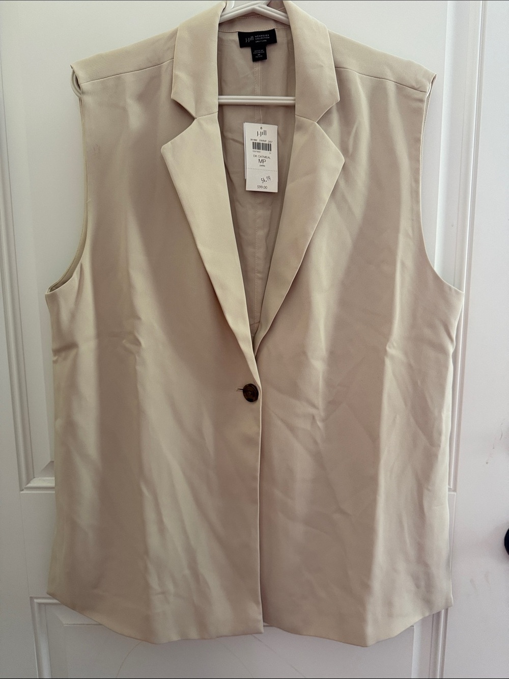 J. Jill Oatmeal Sleeveless Blazer Vest